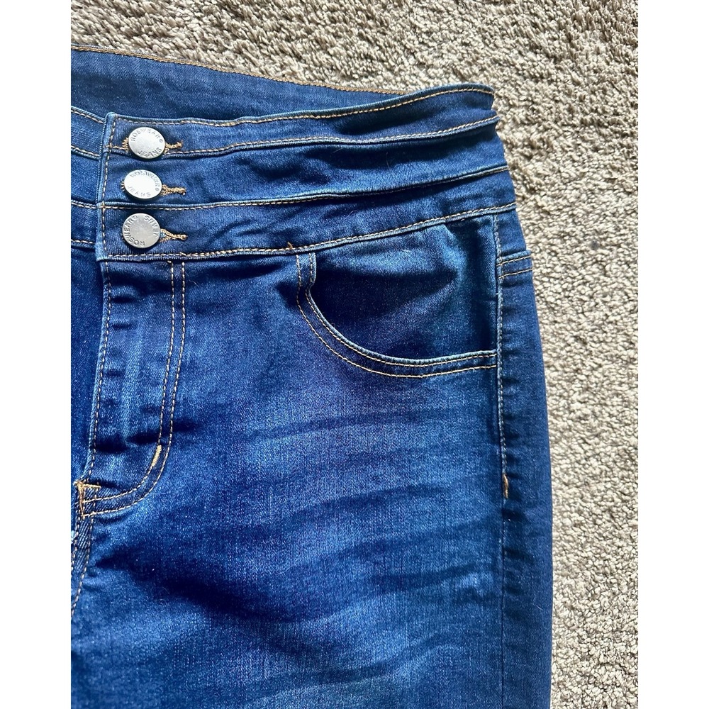 Roswear Women's L High Rise Wide Leg Stretch Denim Jeans Med-Dark Wash - Picture 3 of 7